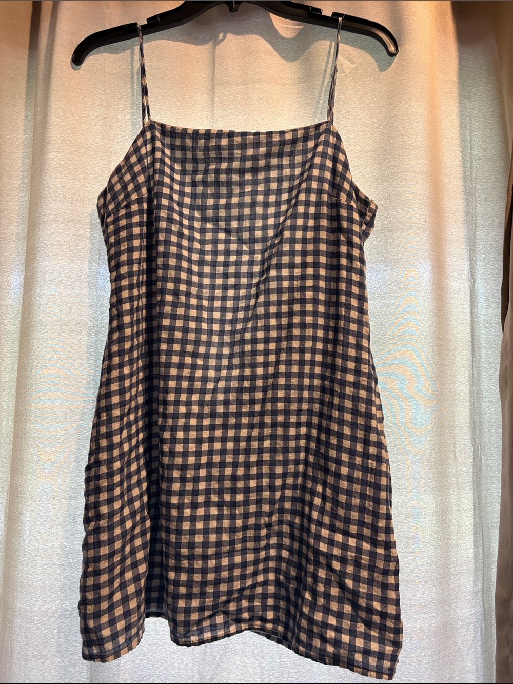 Gingham Slip Dress in Navy and Cream